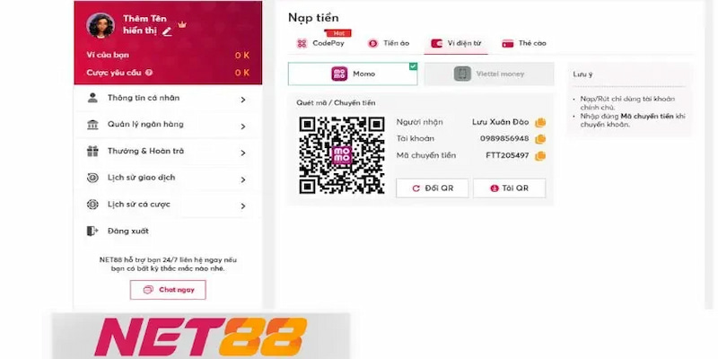 Nạp Tiền Net88 Các Phương Thức Nạp Tiền Net88